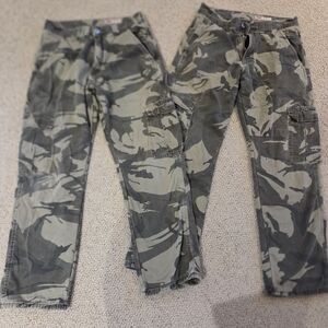 2 Pair Wrangler Relaxed Fit Camouflage Pants 29 X 30 - Green & Brown